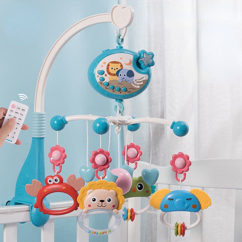 Baby Criby Mobile Rattles Toys Controle Remoto Estrela De Projeção Temporização De Brinquedos De Cama Recém-Nascido Sino