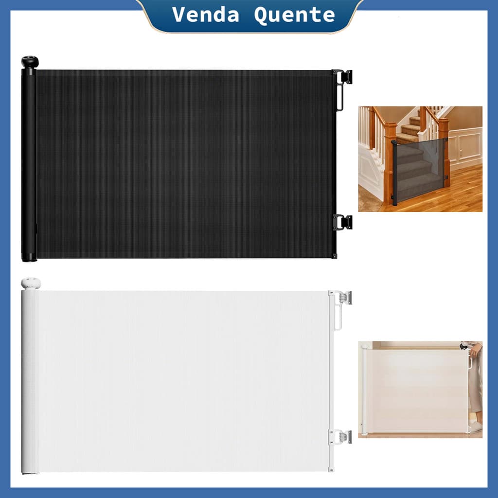 Porta de proteção para bebês de 150 * 86 cm, porta de proteção de segurança retrátil, proteção de escada, porta anticoli