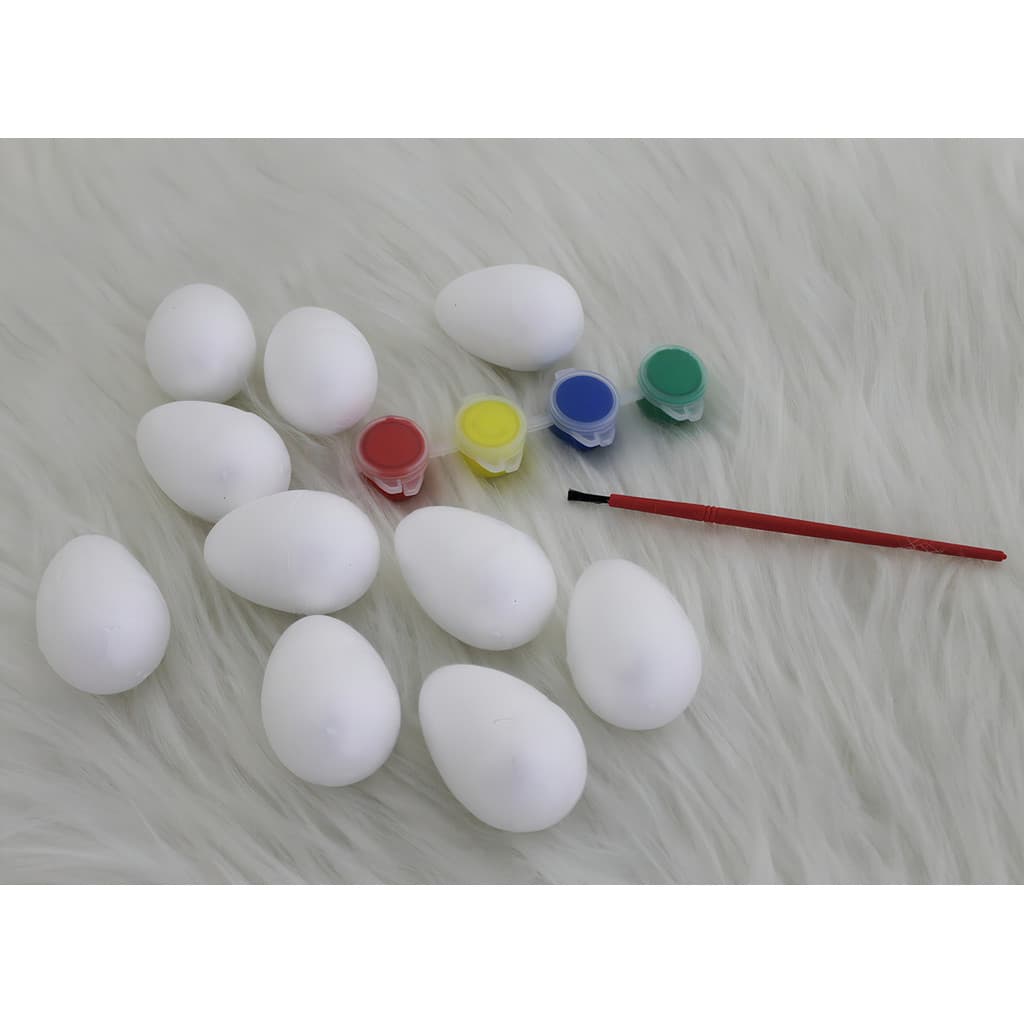 Kit Pintura Ovinhos de Páscoa 9 Ovos 4 Tintas Guache Pincel