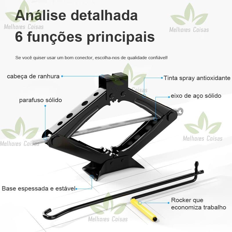 Macaco Sanfona de Carro Suporta 2 Toneladas  Jacaré Universal Original para Troca de Pneu