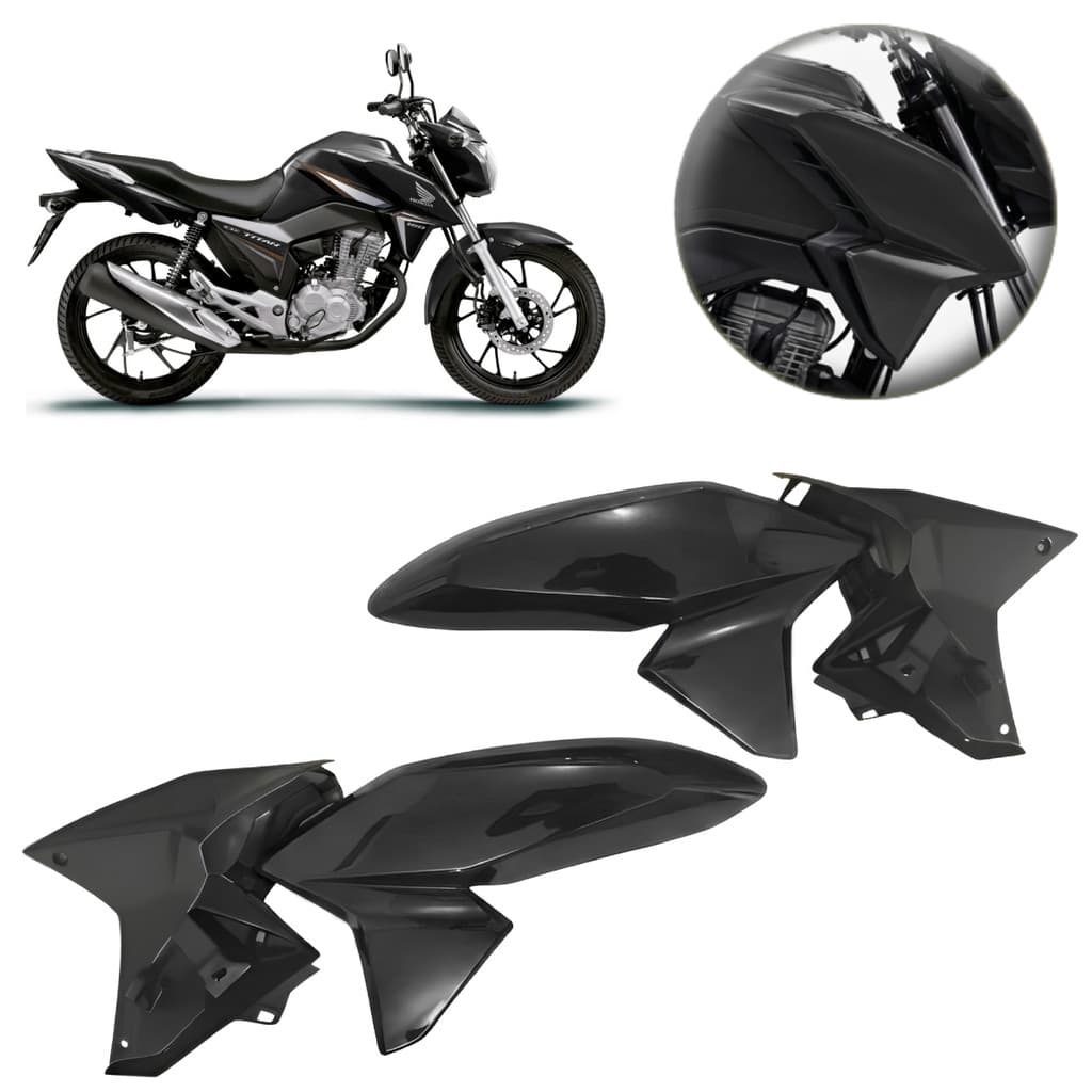 Aba Tanque + Complemento Moto Honda Titan 160 Preta 2016 2017 2018 2019 2020 2021