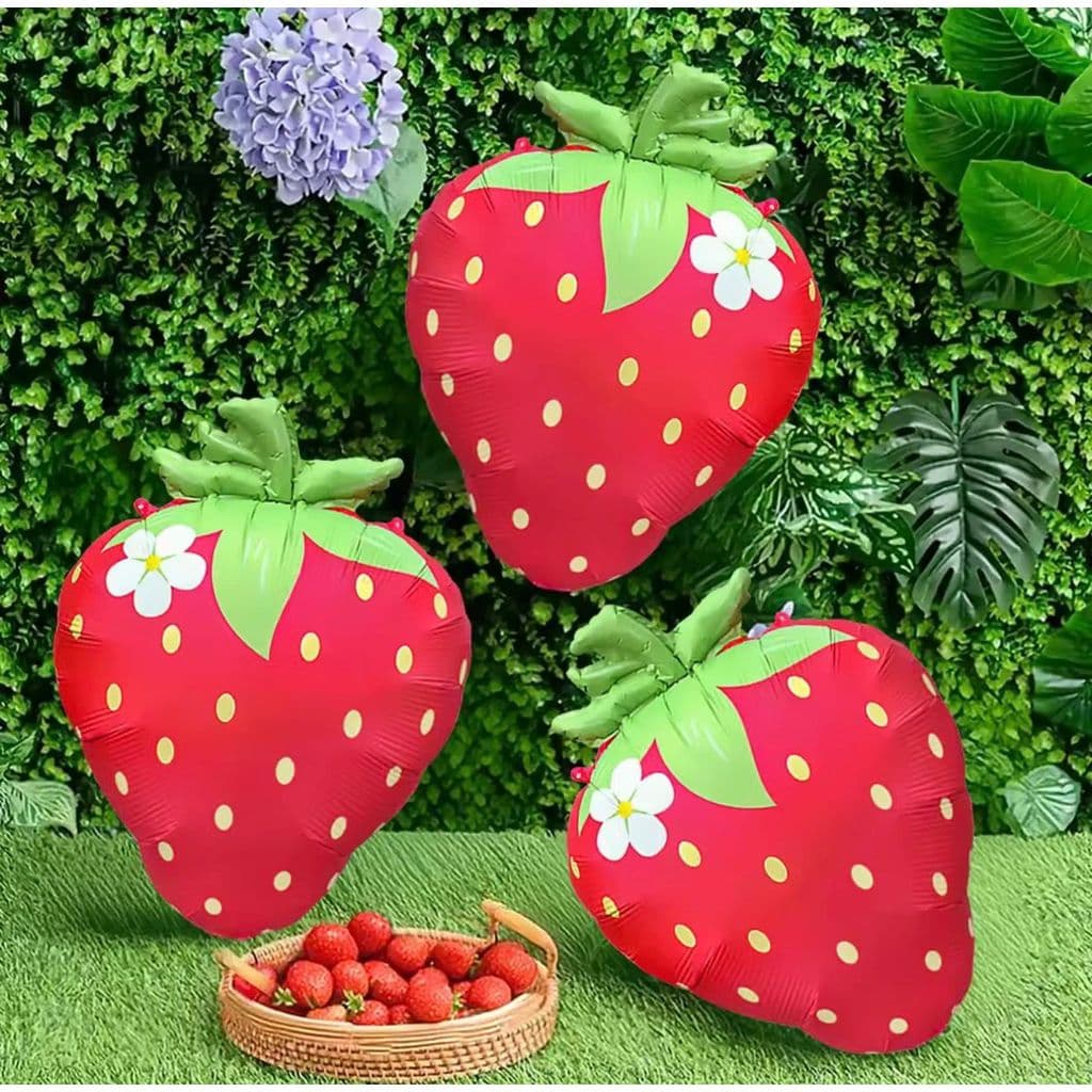 10 Balão fruta metalizada Morango Fosco Pastel 65cm decoração jardim festa enfeite - Envio Imediato