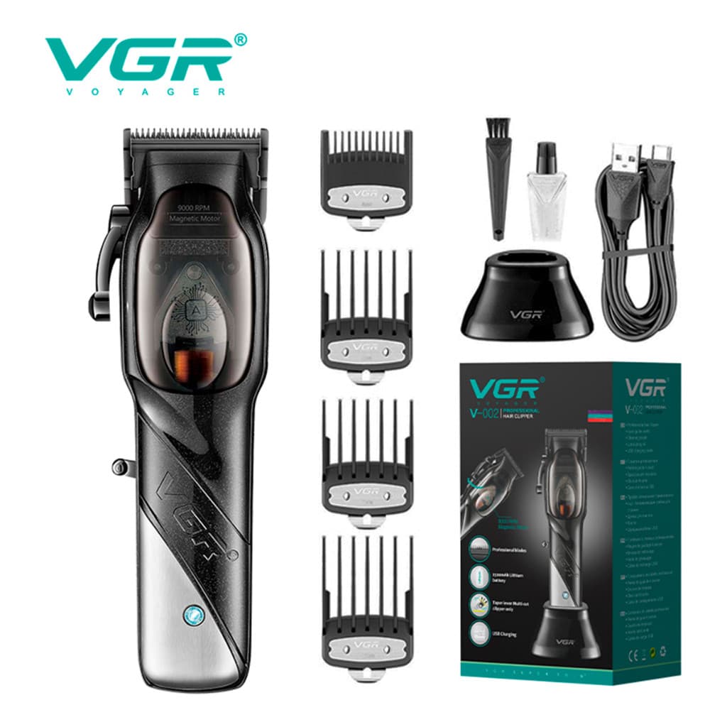 Máquina De Cortar Cabelo Profissional Base Visor De Led Cor Preto Vgr V-002 127v