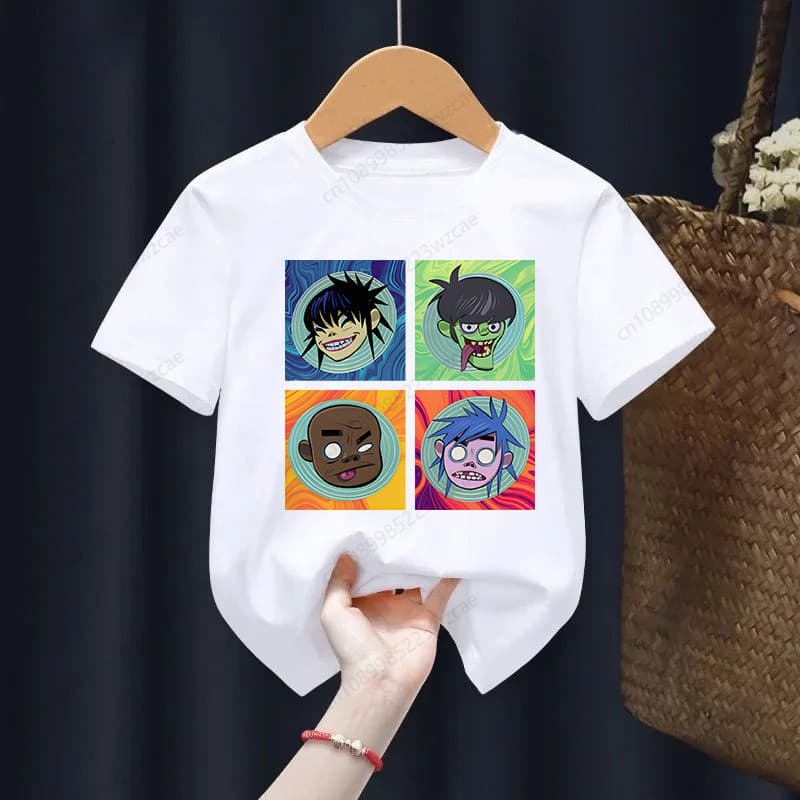Camiseta Infantil Gorillaz Noodle Punk Rock Com Estampa De V