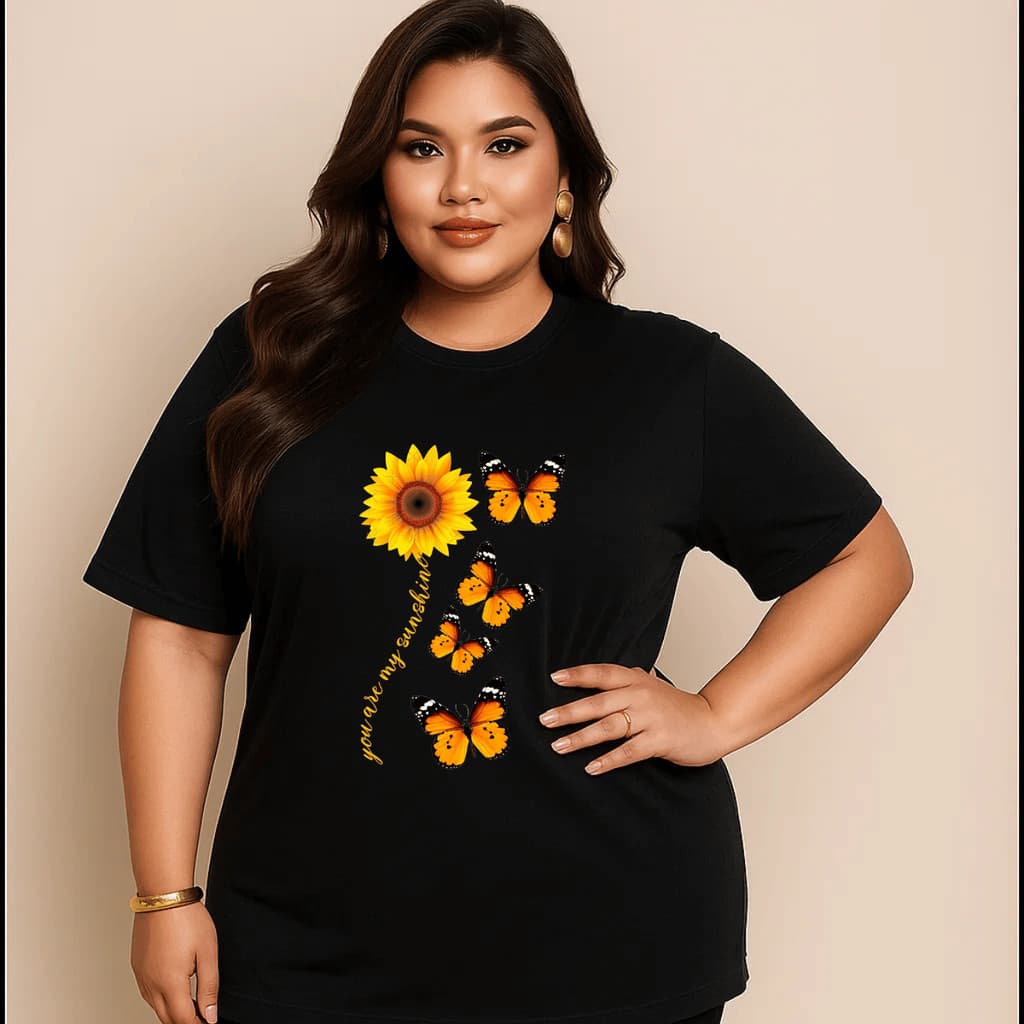 Camiseta Plus Size Feminina Estampada Do P Ao G5 Academia Treino 100% Algodão Premium Verão
