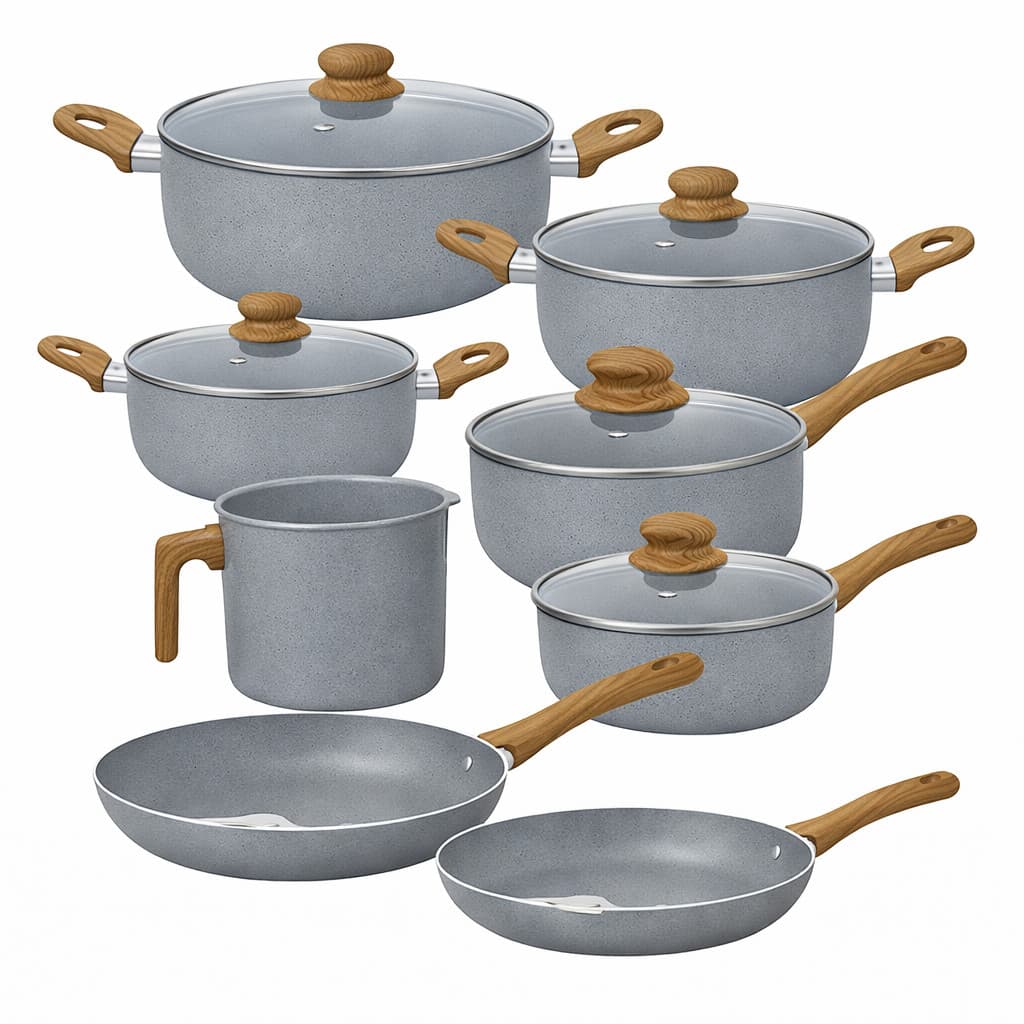 Jogo Panelas 8 Peças Revestimento Cerâmico Sahara Grey Casambiente