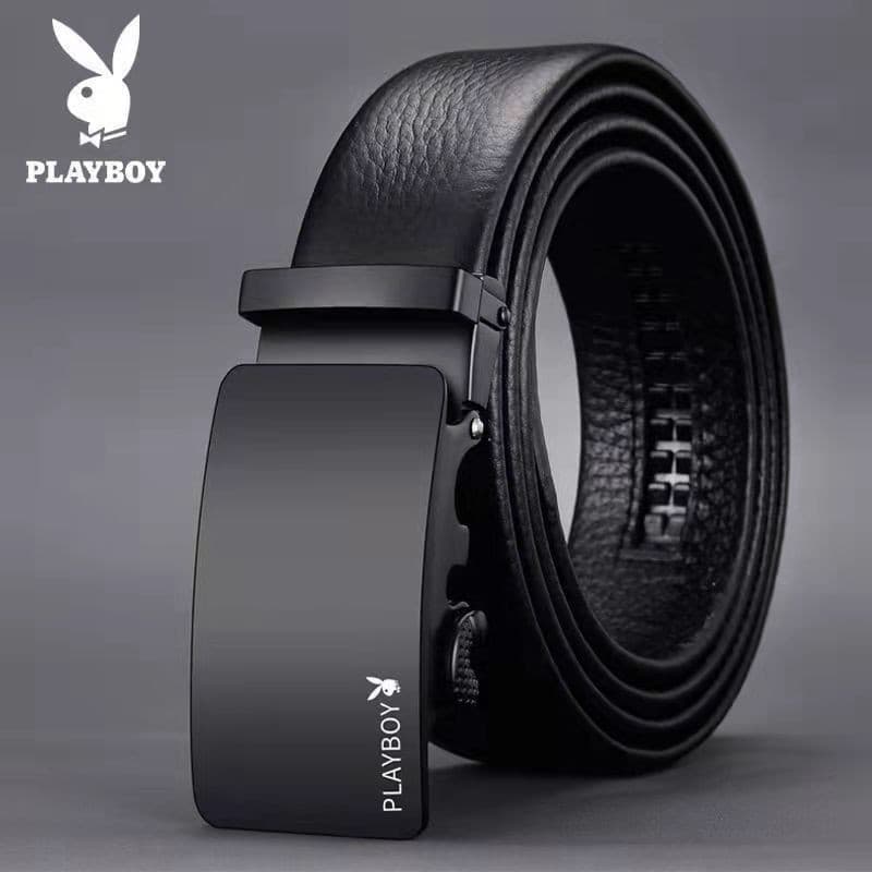 Playboy cinto masculino fivela automática 2025 cinto de couro Formal terno calças cinto moda jovem estilo couro macio