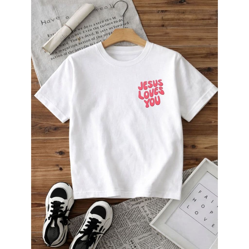 Camiseta Cristã Jesus Loves You Off White T-Shirt 100% Algodão