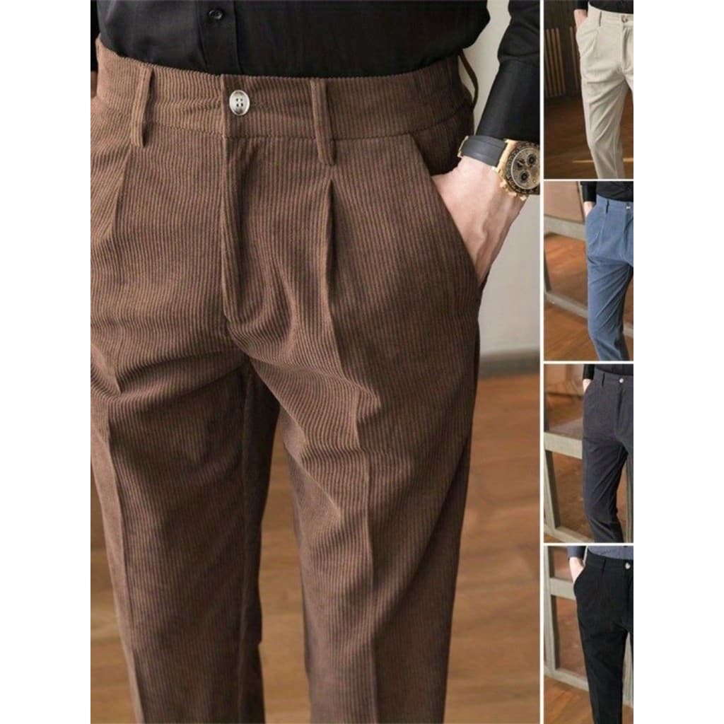Calças estilo britânico calças justas de veludo casuais de negócios versão coreana calças formais masculinas esti