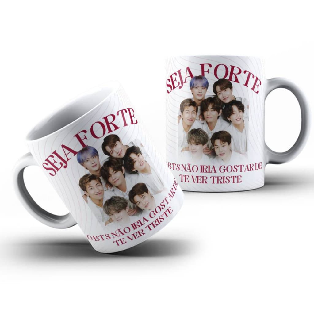 Caneca BTS Seja Forte Motivacional 325ml Kpop Presente Personalizada Porcelana Dorama casa cozinha