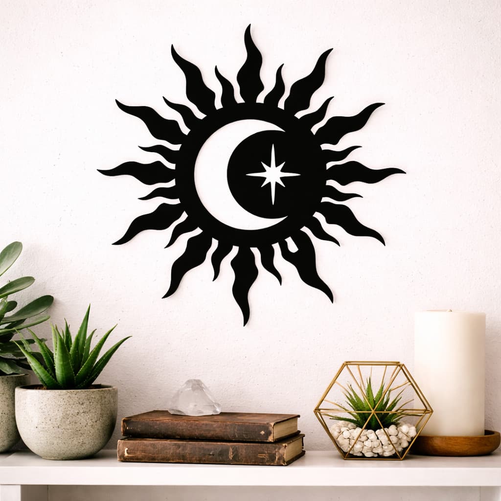 Sol e Lua Madeira MDF Com Fita Dupla Face