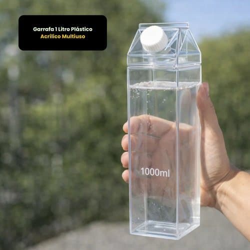 Garrafa Plastico Acrilico Grande Capacidade Multiuso Transparente Reutilizavel
