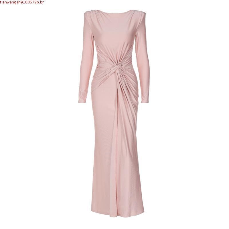 Vestido de noite feminino europeu americano de venda quente 2025 outono novo produto elegante elegante fino ajuste em to