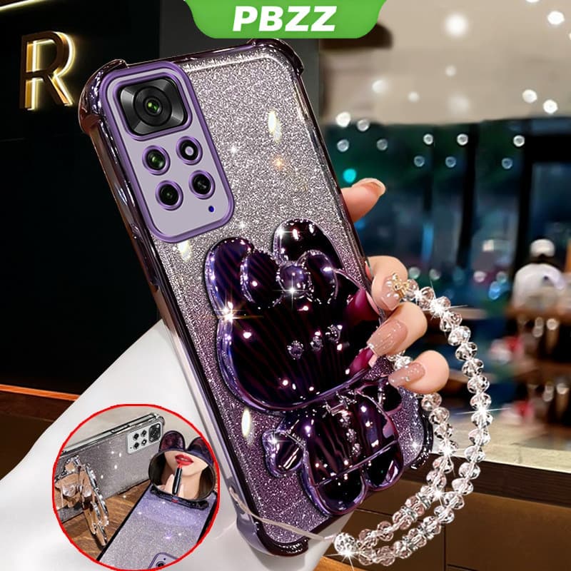Capa Para redmi note 11 4g 11s pro 5g De Telefone Softcase À Prova De Choque Novo design Espelho De Maquiagem De Coelho
