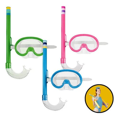 Máscara Mergulho Snorkel Infantil Mor Natação Óculos Praia A Azul