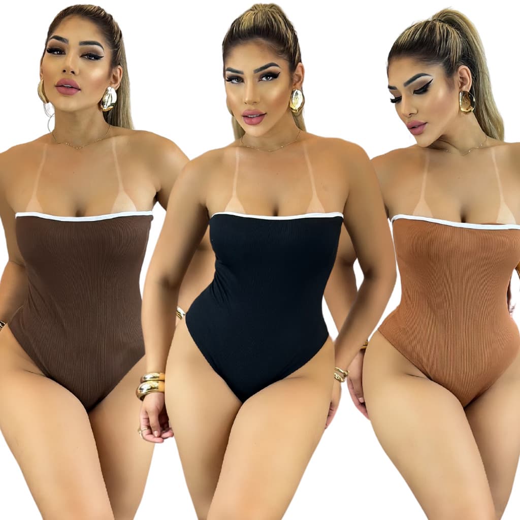 Body Feminino Tomara Que Caia Canelado Elegante Moda.Point