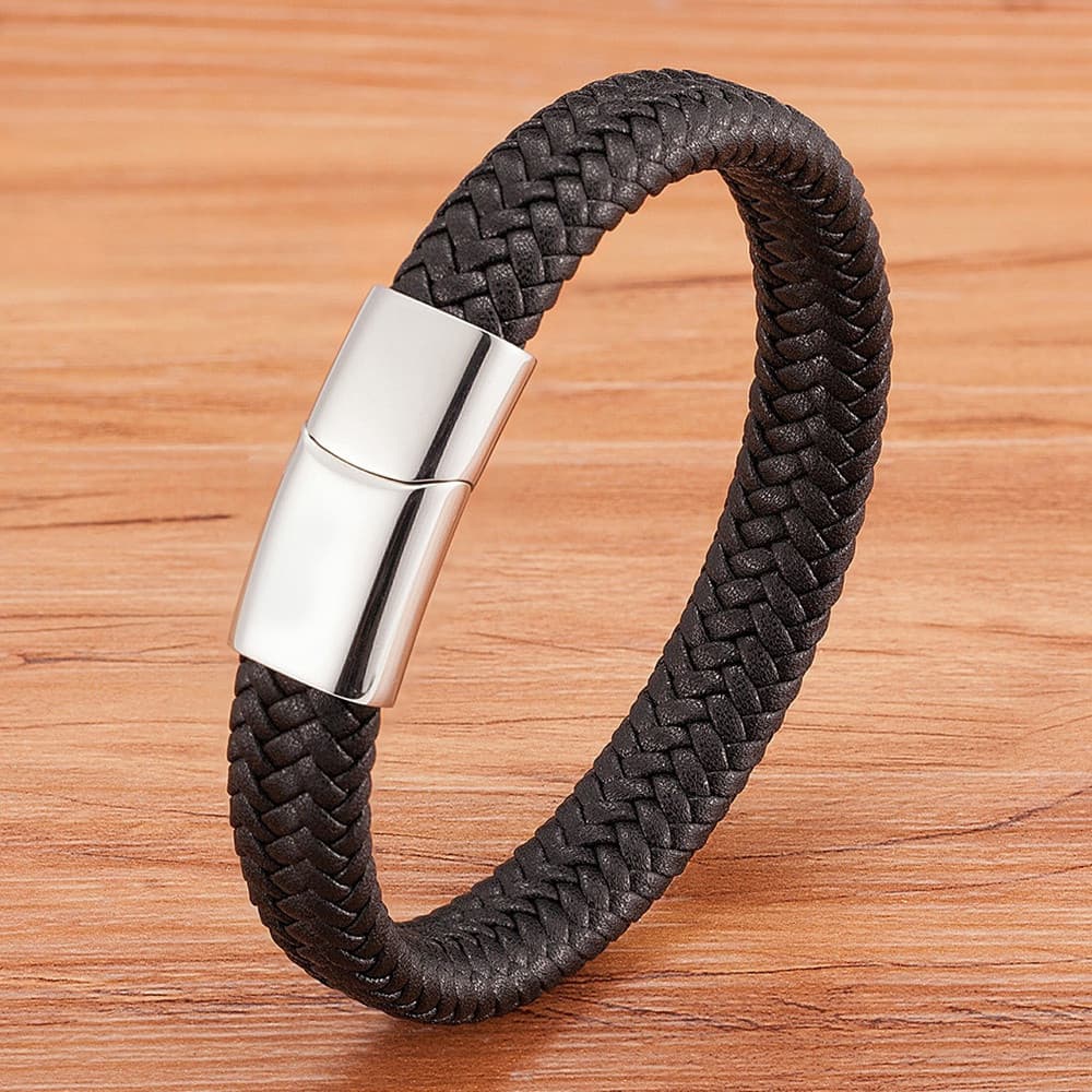 Clássico Botão De Aço Inoxidável Pulseira De Couro Masculino 6 Seleção De Cores Luxo Moda Acessórios Masculinos Presente