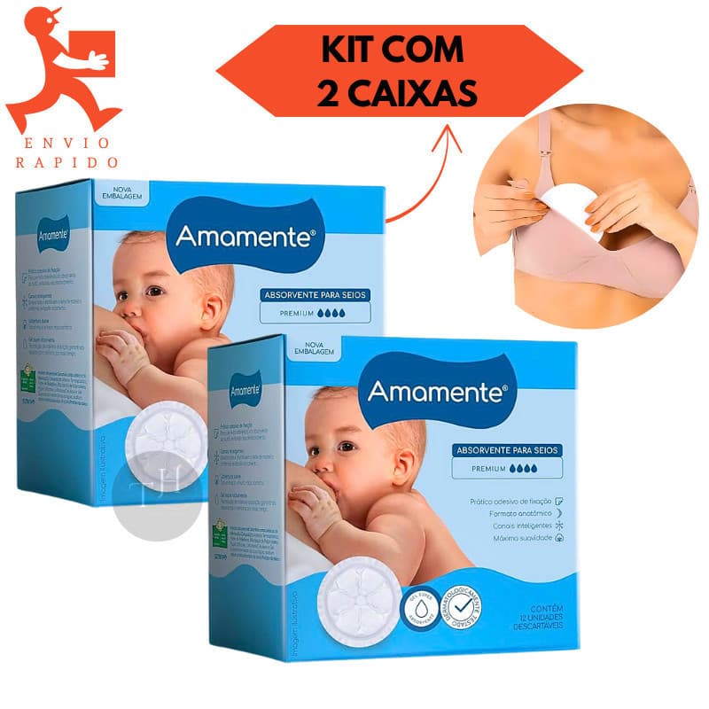 Kit 2 Absorventes Para Seios Semina Com 12 Unidades Cada Amamente