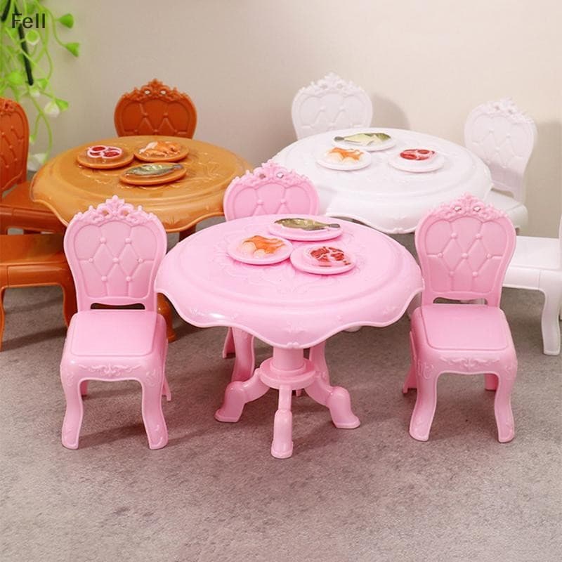 [Fel] 1 Conjunto 1 : 12 Casa De Bonecas Em Miniatura Cadeiras De Mesa De Jantar Móveis Redonda Decoração De Sala De Esta