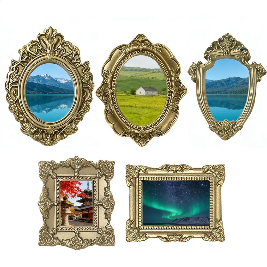 Mini Molduras Vintage Pequenas Resina Fotografia Decoração 5 Peças Galley Parede Exibição De Imagem De Natal Para
