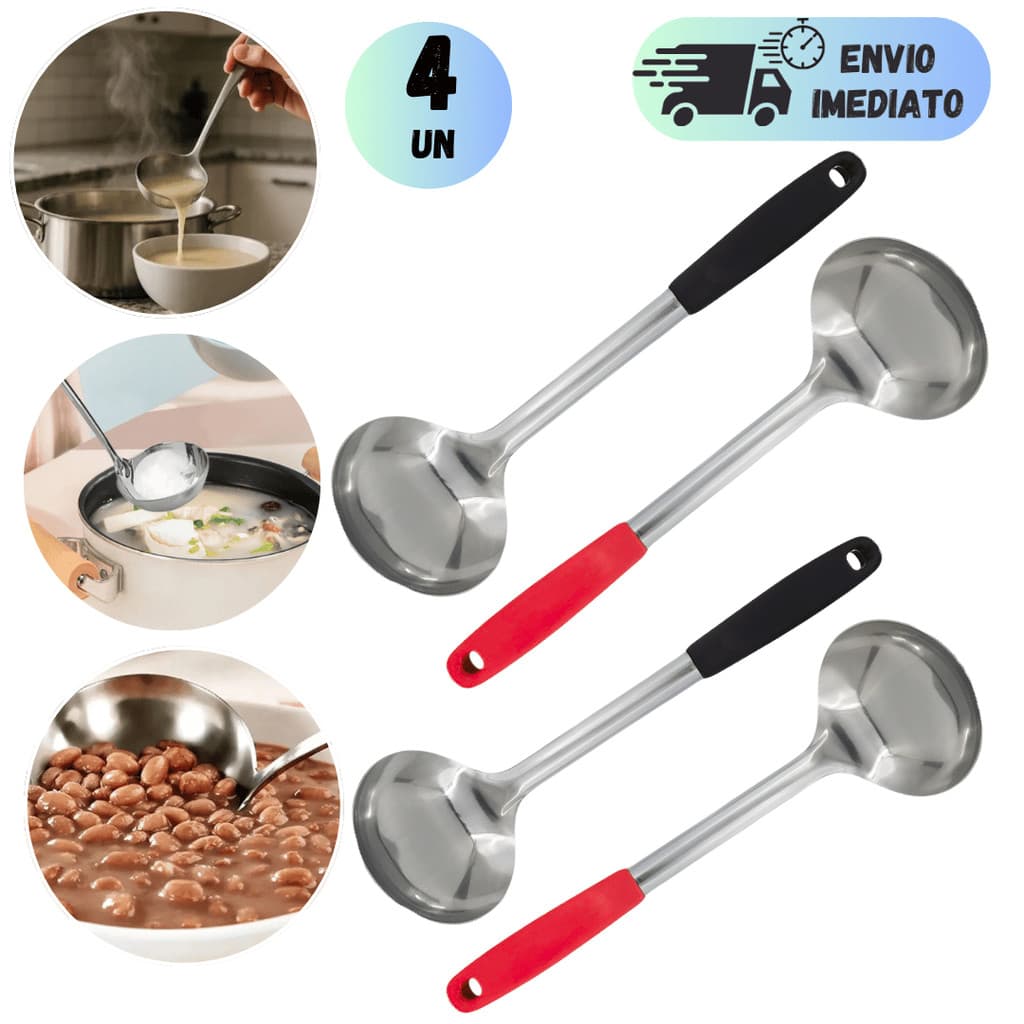 KIT CONCHA DE FEIJÃO PROFISSIONALEM AÇO INOX PARA CALDOS COZINHA BAR E RESTAURANTES