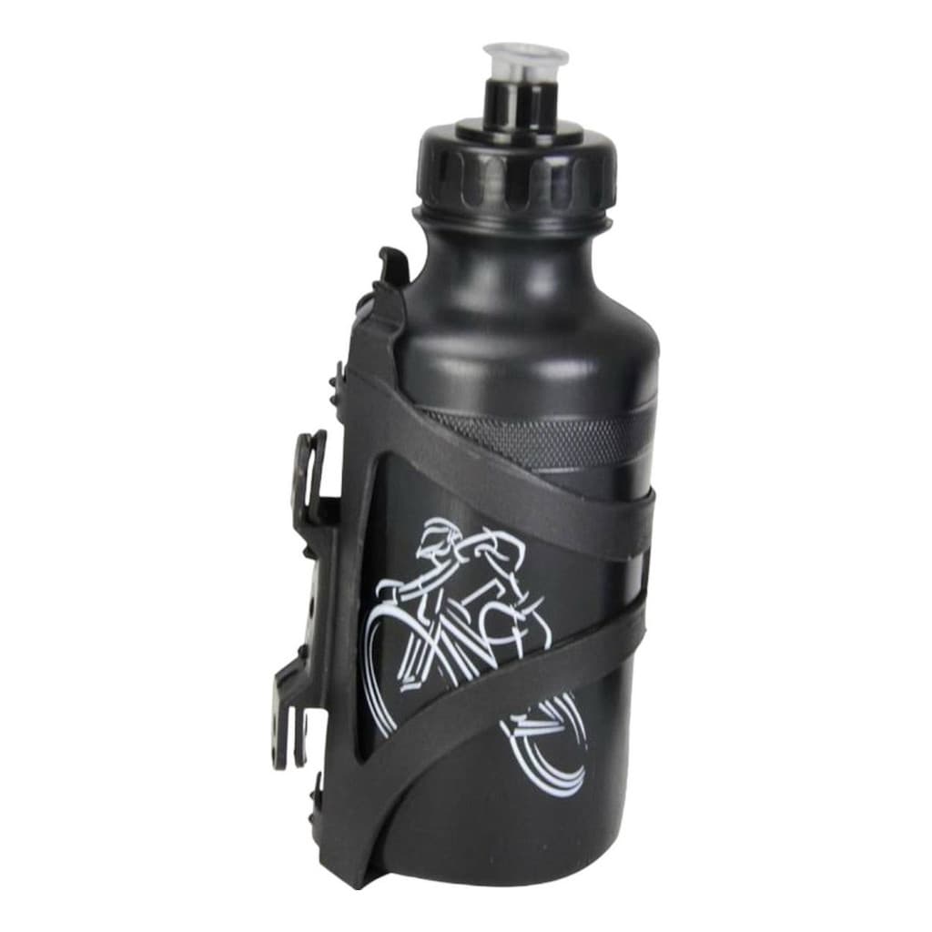 Garrafa Caramanhola 500ml e Suporte Preto Plástico Bicicleta