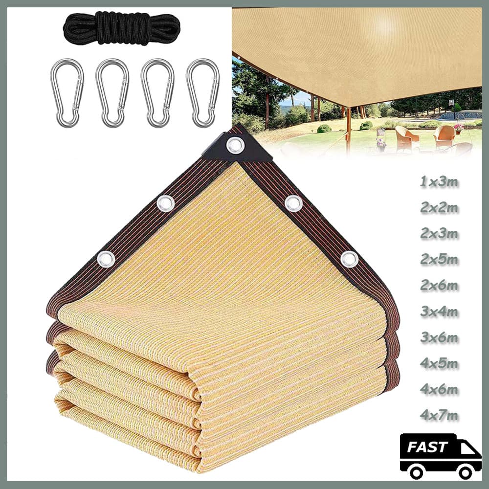 bege Toldo de Lona com Rede de Sombra Criptografada Bloqueio Solar para Garagem Piscina e Jardim Cantos Reforçados