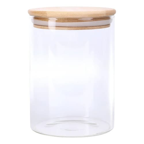 Pote Mantimento De Vidro Hermético Tampa Bambu Tempero 550ml