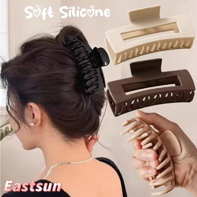 Novo Silicone Macio Tubarão Garra De Cabelo Anti-Colisão Volta Cabeça Clipe Durável Acessório