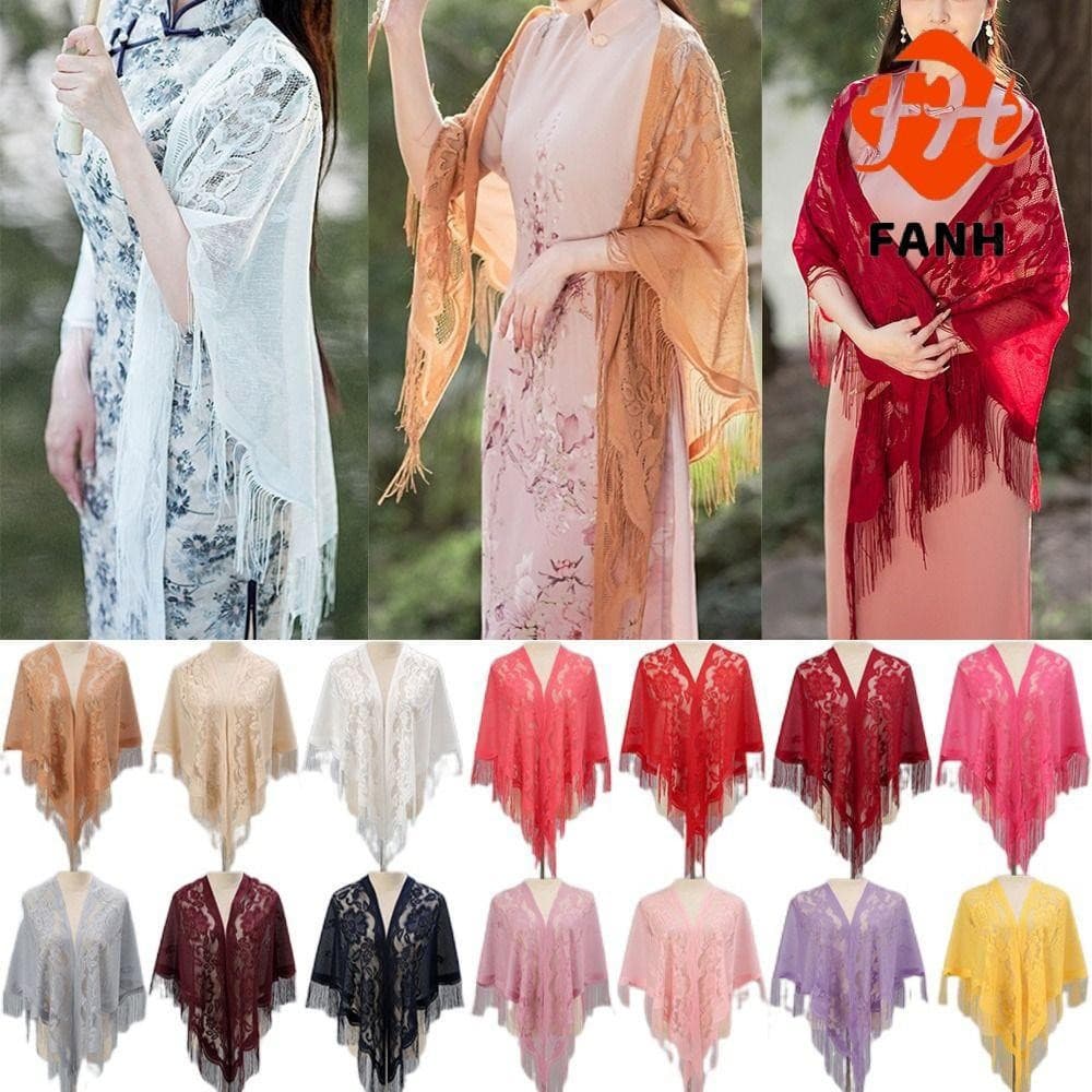 Xale Feminino FANHUI , Multicolorido Com Borla , Capa De Baile De Noite Oca , Cachecol Fashion Para Festa