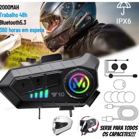 Fone de Ouvido de Capacete Moto Bluetrooth Controle De Voz Y10
