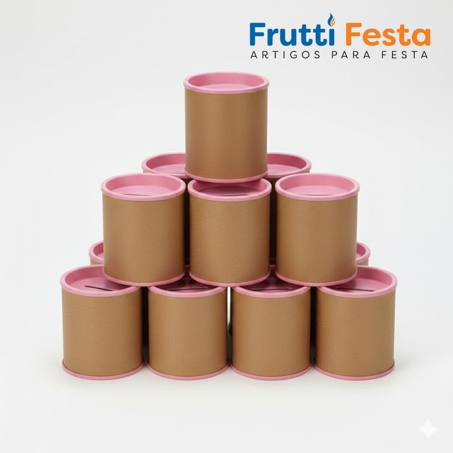 10 MINI COFRINHO DE PAPELAO 7X6 ROSA BEBÊ - Cofres e Cofrinho para Lembrancinhas