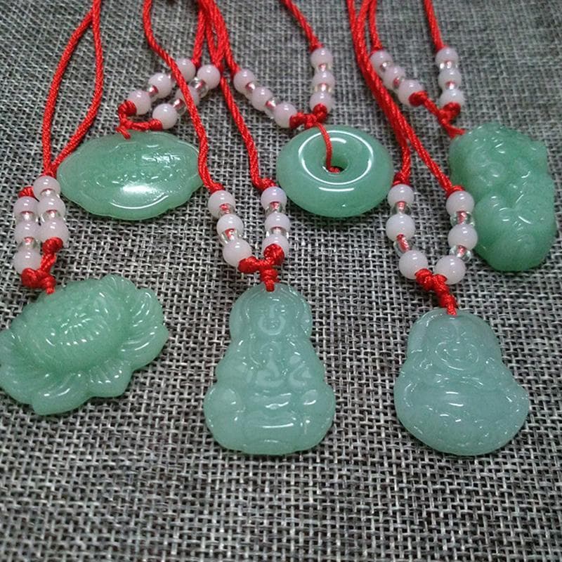 [Pingente Budista Jade Branco Tecido À Mão Colar Lotus Guanyin Buda Long Life Lock Lucky Necklace Tsg