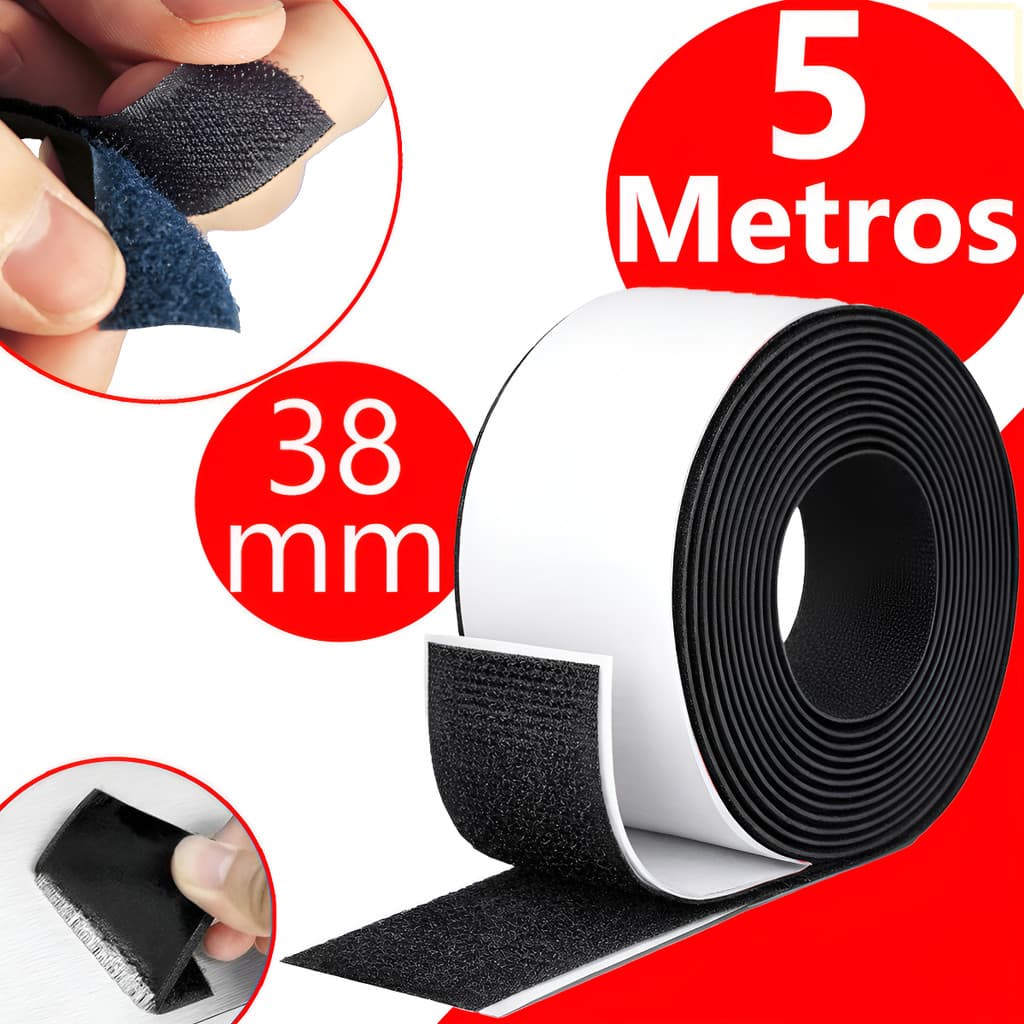 Fita Fecho Adesivo Velcro Largo Extra Forte Colante 5 Metros 38mm Autoadesivo Forte Macho E Fêmea Premium