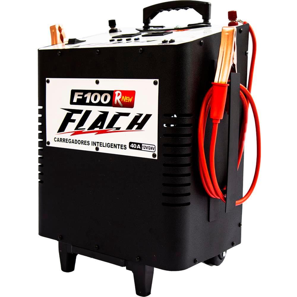 CARREGADOR DE BATERIA INTELIGENTE AUTOMOTIVO FLACH F100 RNEW 12/24v AUX Partida 100A PICO