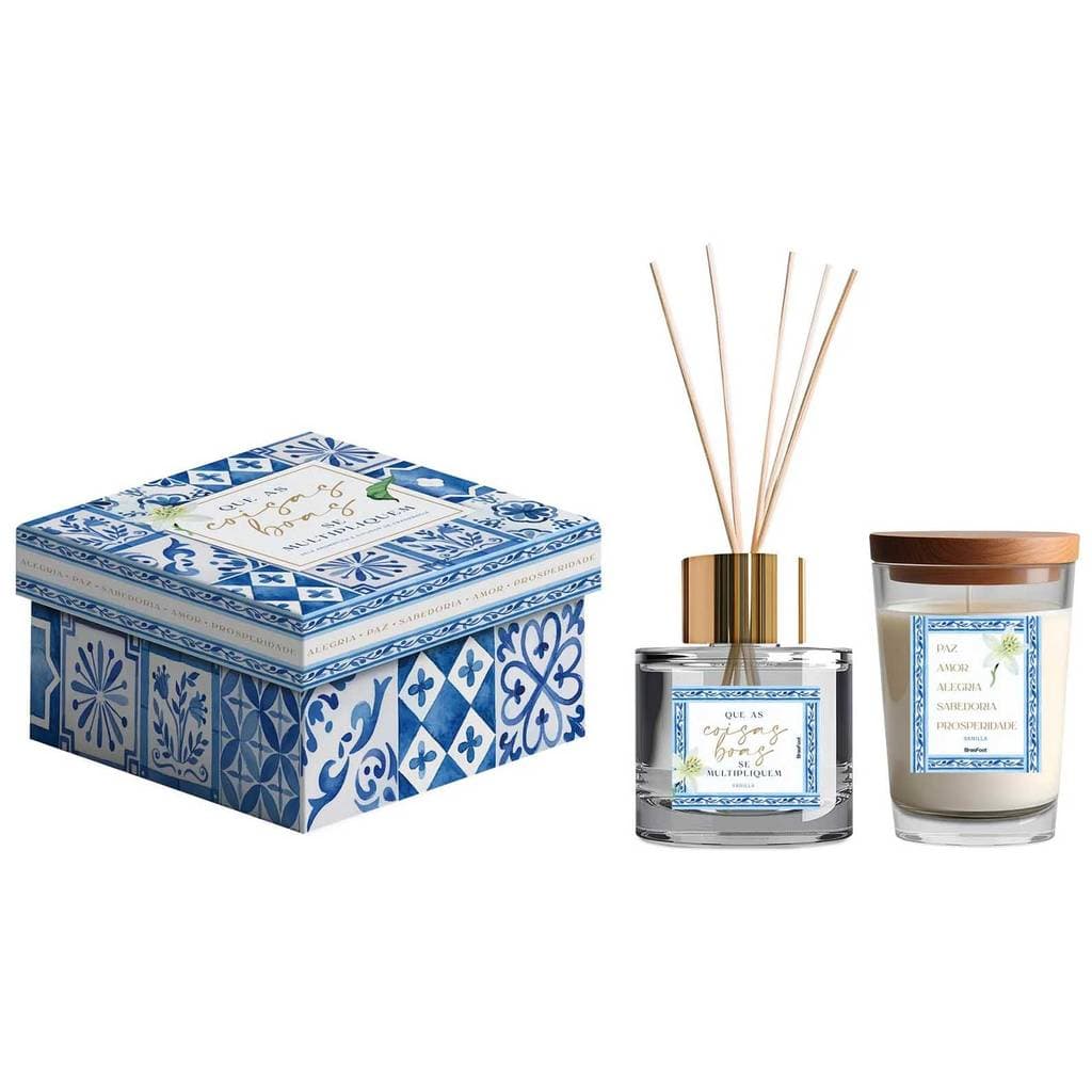 Kit com 1 vela + 1 difusor mensagens e aromas sortidos
