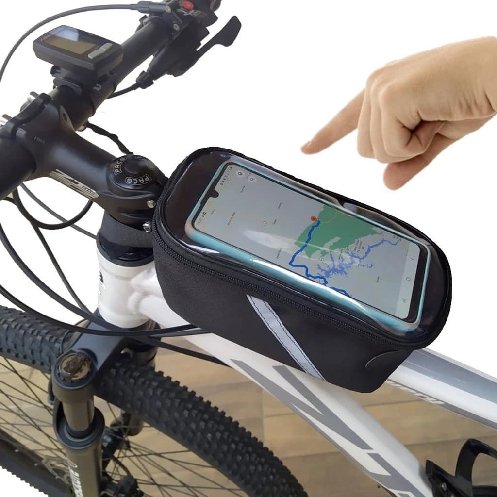 Suporte Celular Bicicleta com Bolsa Quadro A Prova D'agua e Saída Para Fone de Ouvido