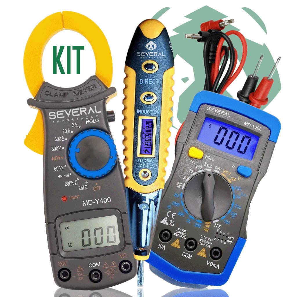 Kit Multimetro,  Caneta de Tensão e Amperimetro manutenção teste de eletricidade
