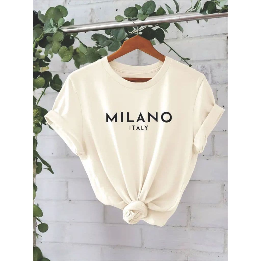Camiseta tshirt camisa feminina casual 100%Algodão Confortavel Estampada Milano Italy