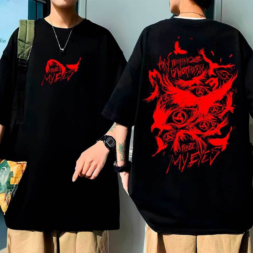 Camiseta Oversized Estampada Anime Corvo Itachi Masculina Feminina Camisa Top Unissex 100% Algodão