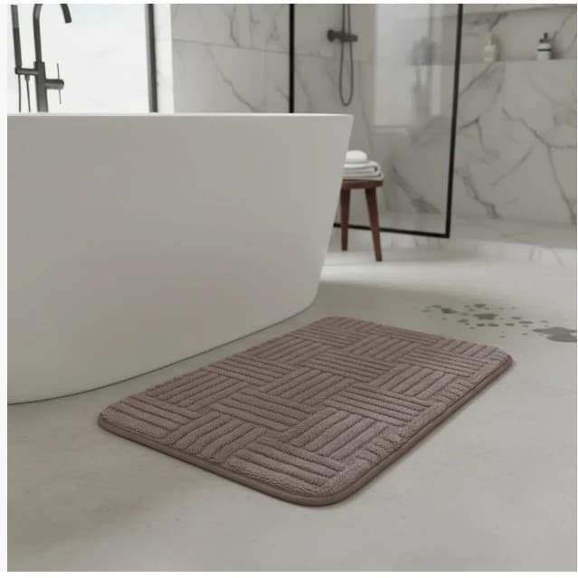 Tapete Retangular Relevo Geométrico Cinza Rosa Preto Antiderrapante Absorvente Sala Cozinha Banheiro