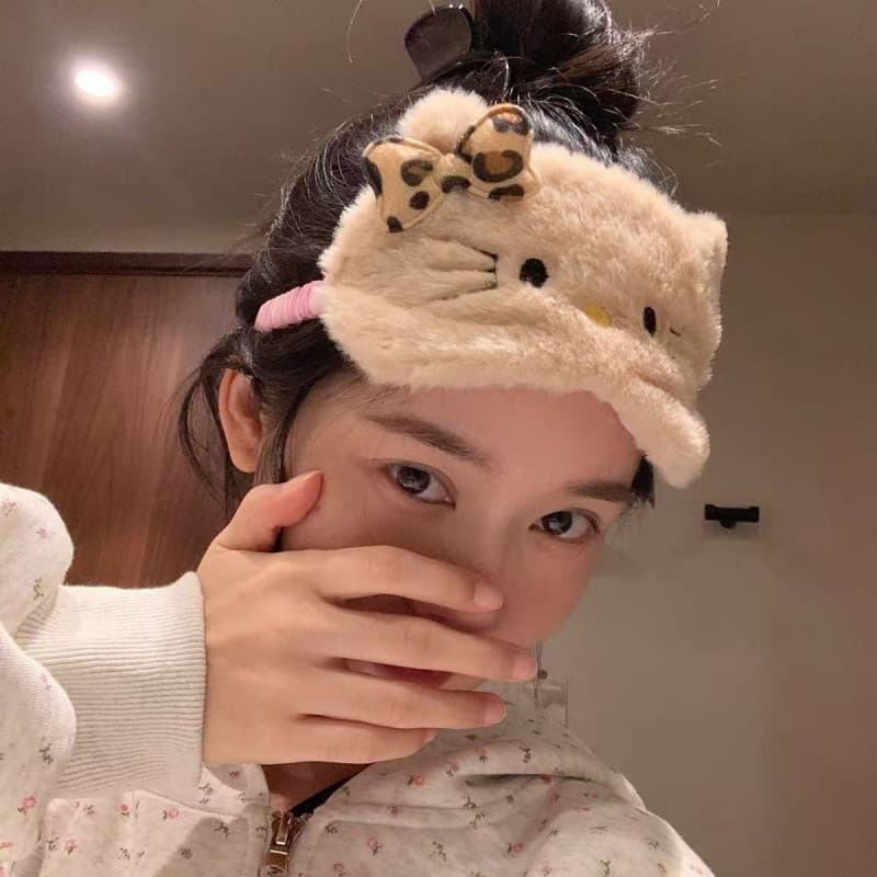 [Haroro] Máscara De Olho Sanrio Hello Kitty Travesseiro De Viagem De Pelúcia Desenho Animado Fofo KT De Gato Para Dormit