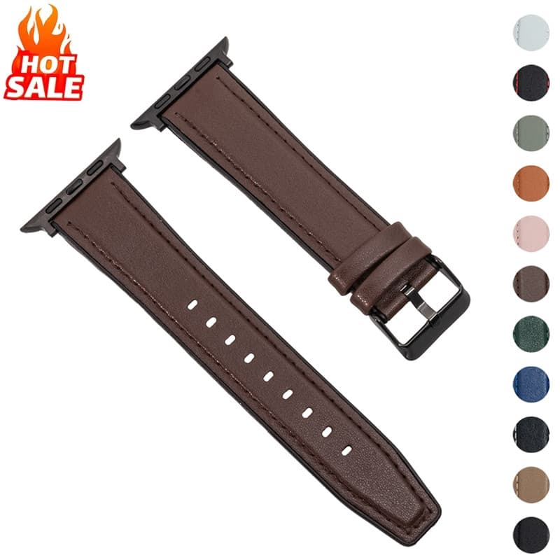Pulseira Composta De Silicone De Couro Compatível Com Apple Watch series 11 46mm 42mm Ultra 3/2/1 49mm 45mm 44mm 40mm 41