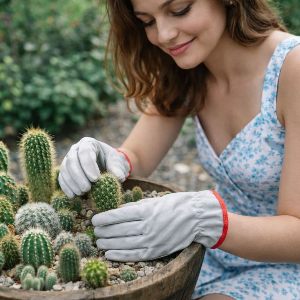 Luva De Jardinagem Reforço Duplo Espinhos Cactos Rosa Babosa