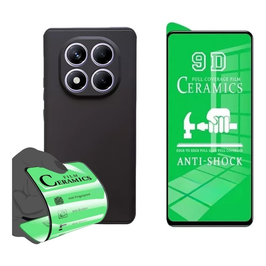 Capa Case Aveludada + Película 3D Cerâmica P/ Xiaomi Note 14 Pro Plus