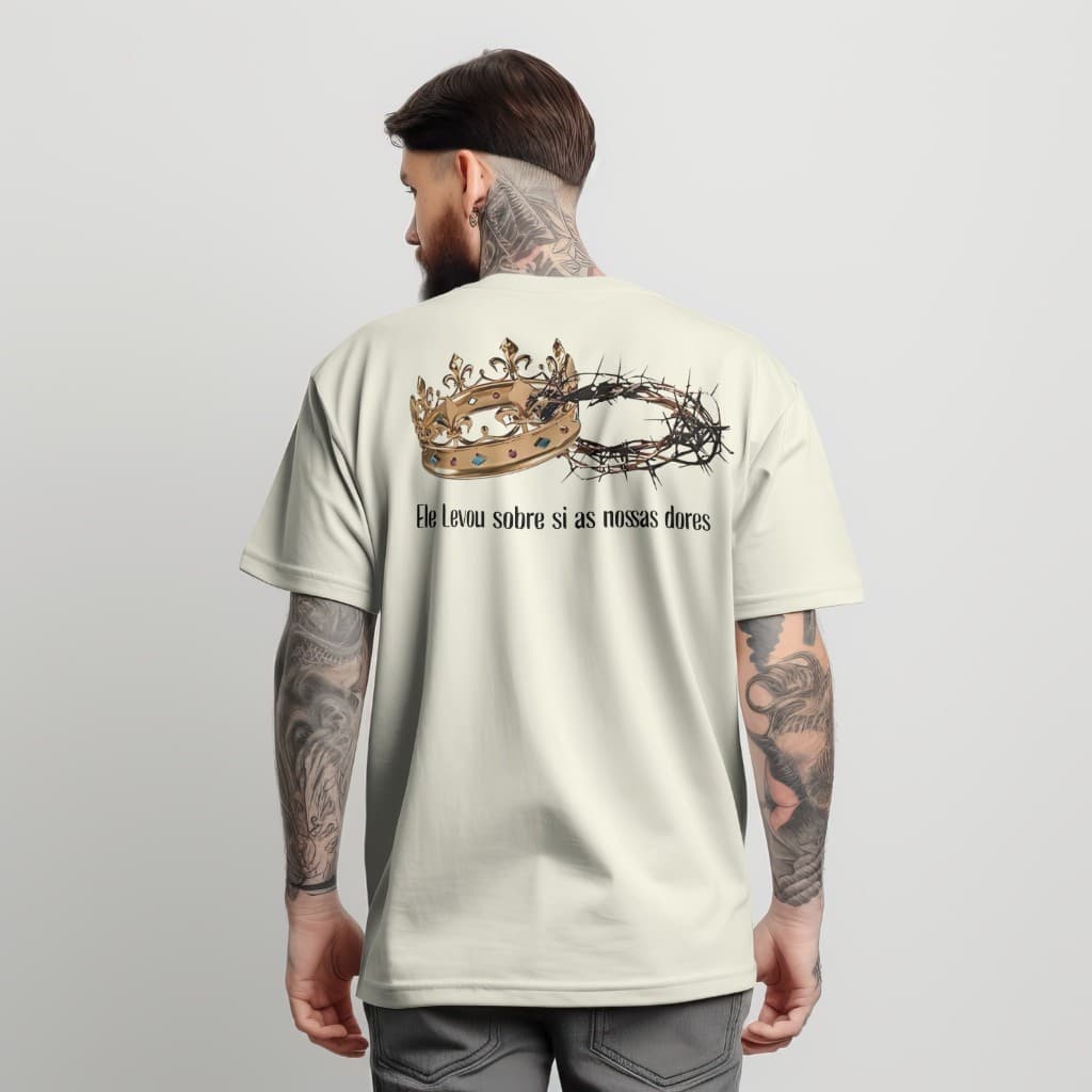 Camiseta Cristã Estampa Coroa Jesus Streetwear Moda Academia Estilo