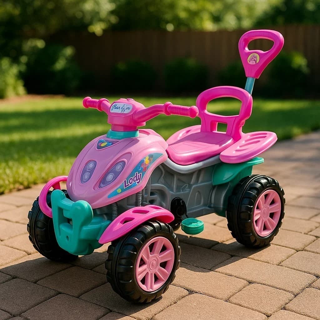 Quadriciclo Infantil Carrinho Passeio Empurrar Brinquedo Menina Menino Presente Leva Bolsa