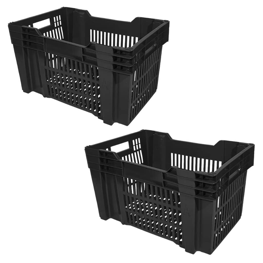 Kit 2 Caixas Plásticas Hortifruti Organizadora Empilhável Encaixável 50,5 Lts