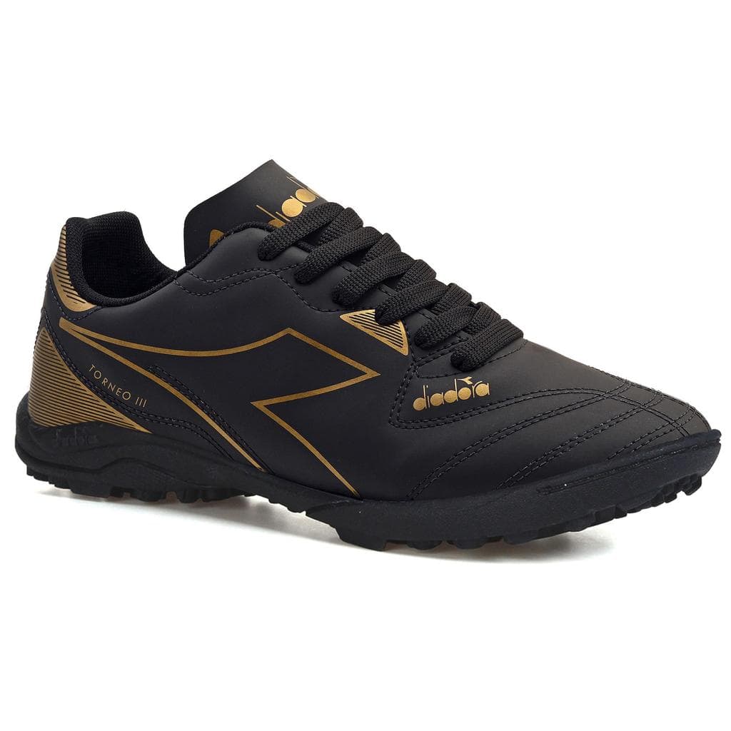 Chuteira Unissex Diadora Torneo III Society Preto e Dourado