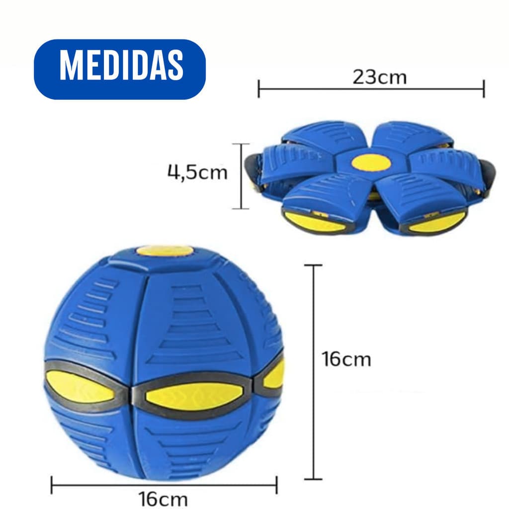 Bola Mágica Disco Voador LED Transformável | Bola que Vira Disco Arremessável para Crianças e Pets